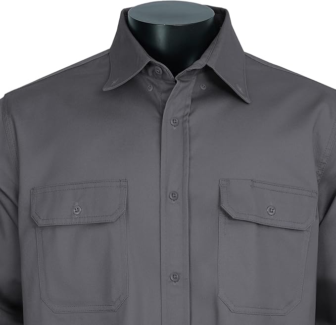 100% Cotton Mens Fr Shirts 7.5oz Flame Resistant Shirts NFPA2112 Men's Fire Retardant Welding Shirts