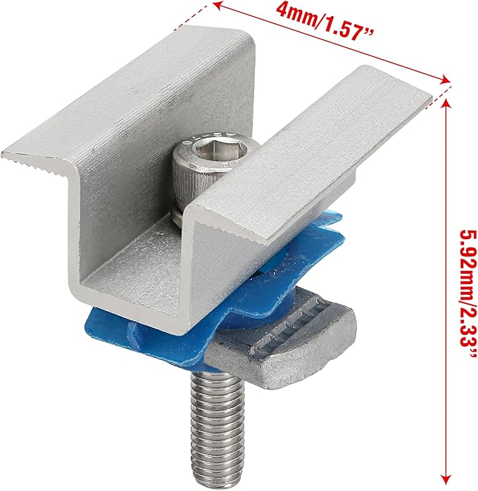 10 Pcs Adjustable Solar Panel Mounting Bracket Clamps Wide Photovoltaic Support Mid for Secure Solar Panel System pv, Aluminum Roof Mount Kit Hardware with Nut Bolt Fit for Standard Unistrut