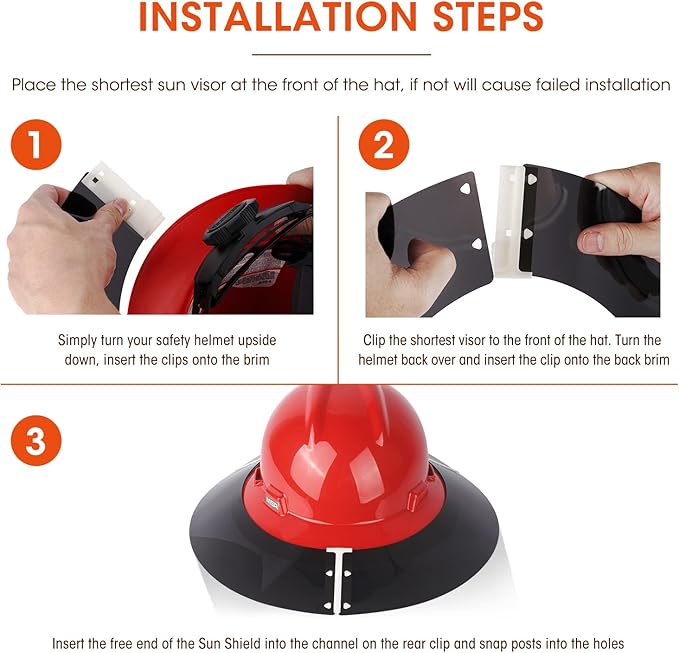 Premium Hard Hat Visor Compatible with Standard V-Gard Full Brim Attachment for Men or Women Working Outside