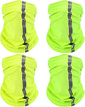 SATINIOR 4 Pcs Neck Gaiter for Men Reflective Face Mask Cover, UV Sun Protection Neon Balaclava Hi Vis Bandana for Work