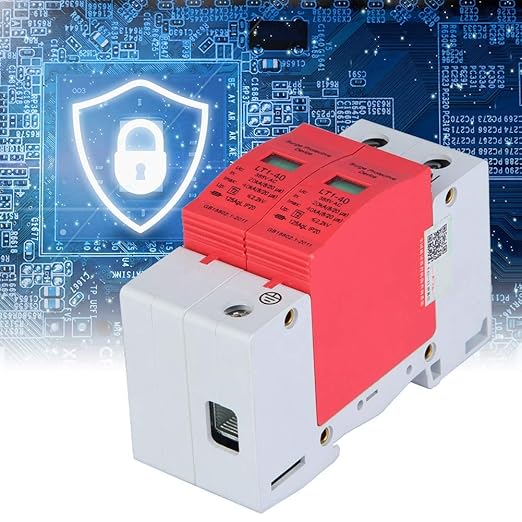 AC Protector Power Protector Arrester Device, House Protector Low Voltage Arrester for Photovoltaic Thunder, Protective Device Arrester Electronics Accessories (2P40KA)
