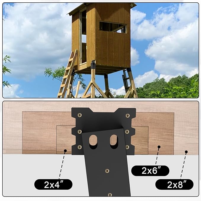 Deer Blind Brackets, Outdoor 4 x 4 Platform Bracket, 12 / 14 Gauge Steel Elevator Brackets for Deer Stand, Hunting Blinds, Shooting Shack