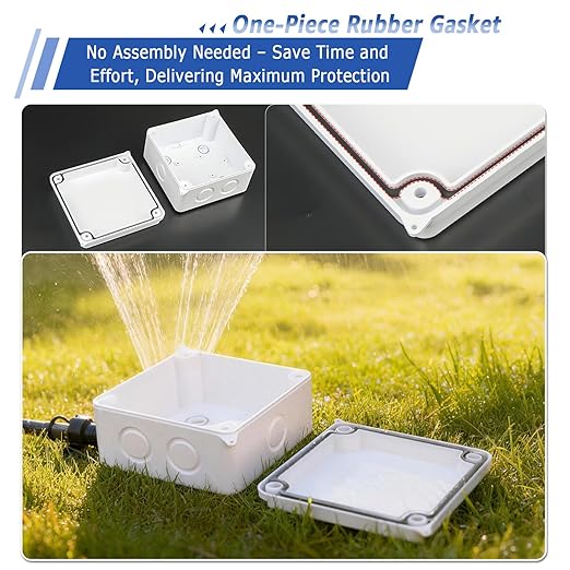 NineLeaf White Junction Box, IP65 Waterproof ABS Plastic Electrical Enclosure, Outdoor Dustproof Weather Resistant Project Box, 3.9 x 3.9 x 2.8 Inch (100x100x70mm), 3PK