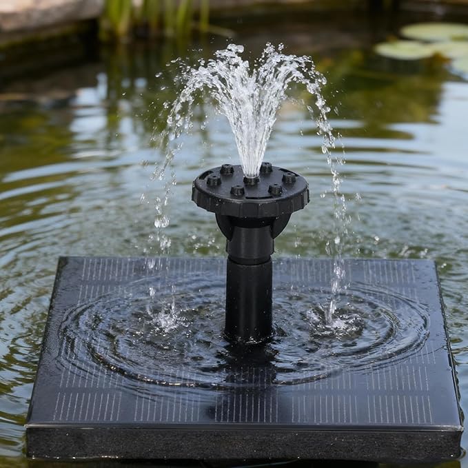 Solar Fountain Pump, 7V 1.4W Solar Fountain Pump for Bird Bath, Solar Water Pump Monocrystalline Silicon Square Floating for Garden, Ponds and Outdoor