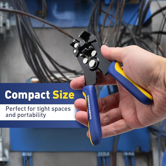 haisstronica Self-Adjusting Wire Stripper,2 in 1 Stripper/Cutter 6 inch Heavy Duty Automatic Wire for 10-24 AWG Stranded,Solid,Landscape Etc