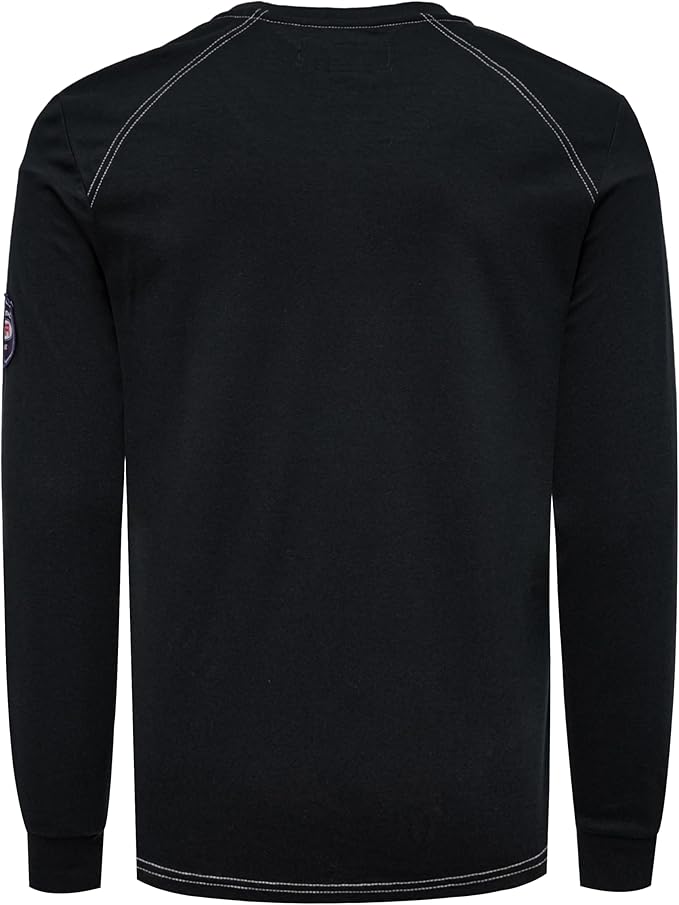 BOCOMAL Men's FR Henley Shirt Flame Resistant 5.5oz Cotton Long Sleeve Workwear UL NFPA2112 CAT2 Welding Tee