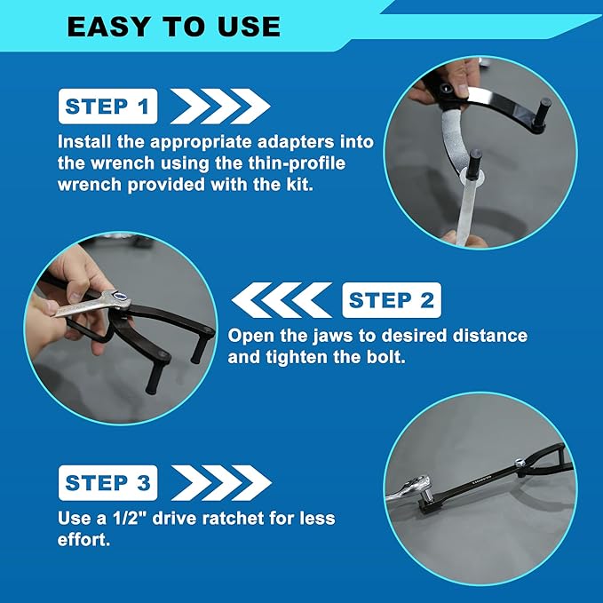 15PCS Pulley Holder Tool Kit, Universal Pin Spanner Wrench Set, 1/2" Drive Ratchet Adjustable Spanner Wrench with Variable Pins fits Camshaft Pulleys, Fan Clutch Removal Wrench Tool