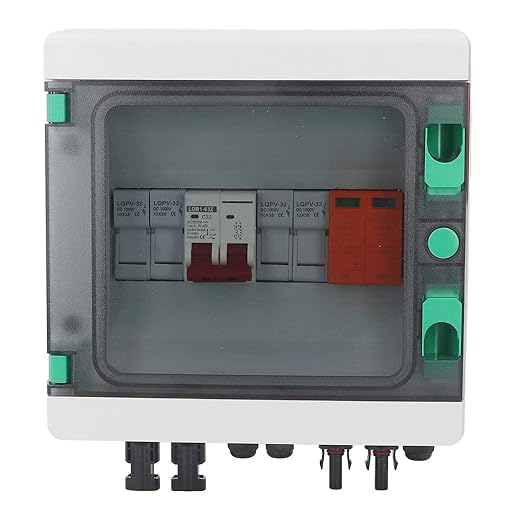 PV Combiner Box 2 String Solar Combiner Box with 15A 32A Circuit Breaker DC500V
