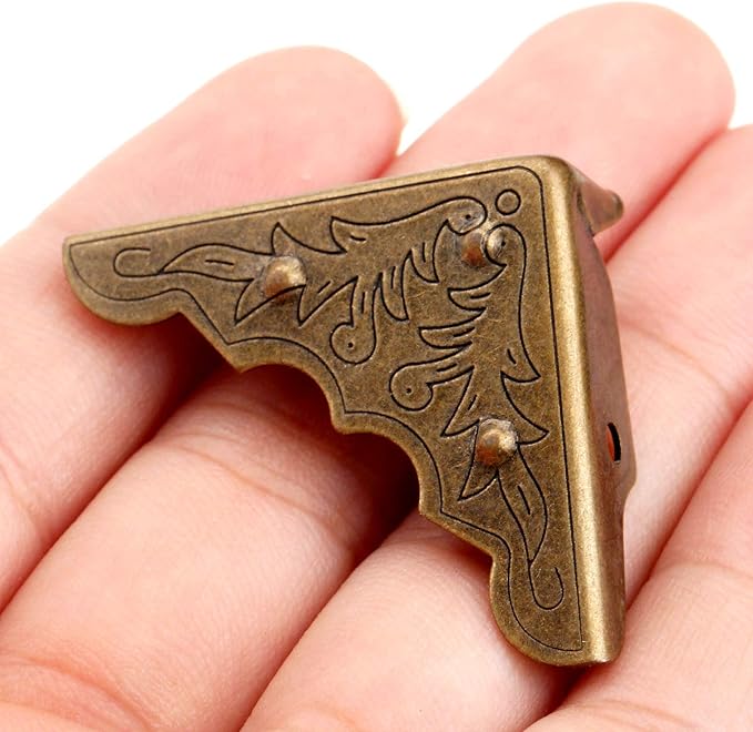 Dophee 8Pcs Antique Brass Jewelry Box Corner Case Chest Corner Protector Guard Edge Cover