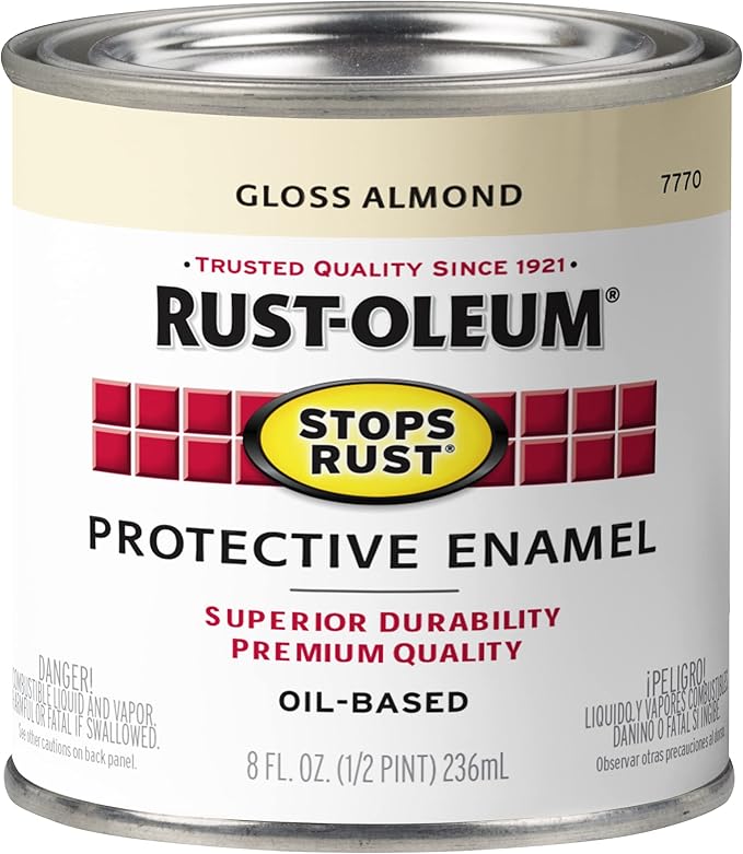 Rust-Oleum 7770730 Stops Rust Brush On Paint, Half Pint, Gloss Almond
