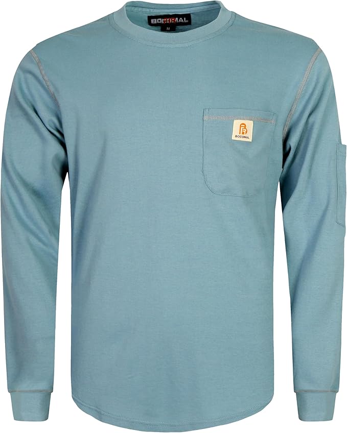 BOCOMAL FR Shirts for Men Lightweight Crew Long Sleeve Flame Resistant/Fire Retardant Shirt…