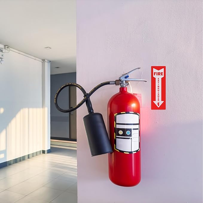 Fire Extinguisher Sticker (Vertical) for Commercial and Business Use: Office, Facility, Landlord - High Visibility Fire Extinguisher Sign for Safety and Compliance: Size 6" x 2", 20 Labels