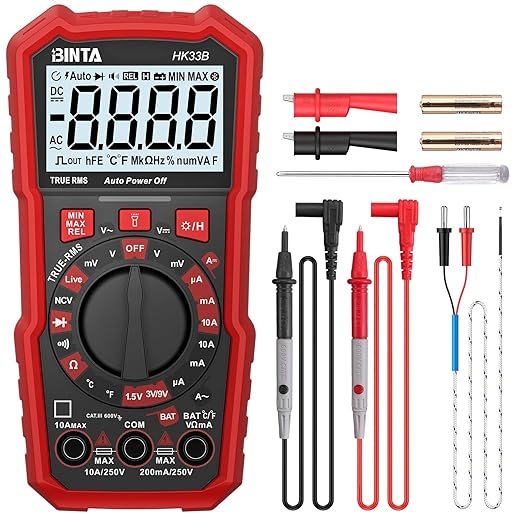 BINTA Digital Multimeter 2000 Counts with AC/DC Voltage, 1.5V/3V/9V Battery Tester Ohm Volt Amp Meter, Multimeter Tester with NCV, Temperature, Diode Measuring for Automotive Home Industrial