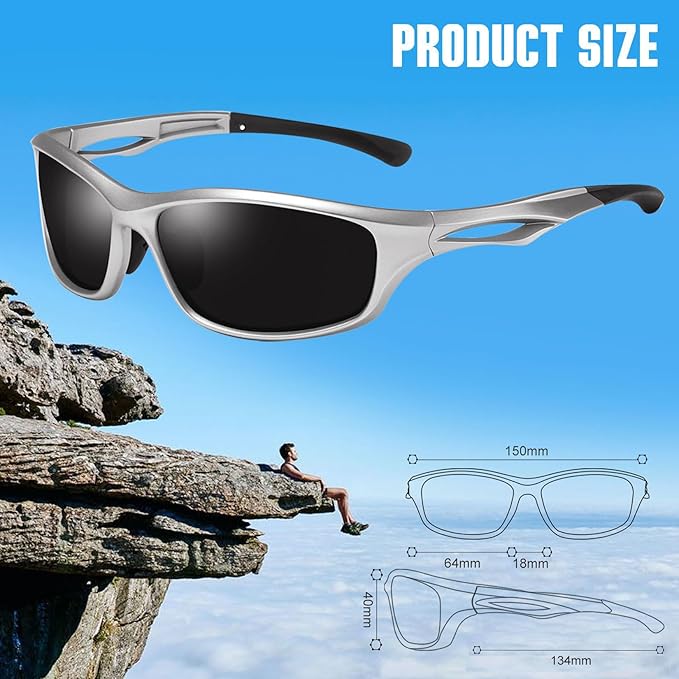 Joopin Sports Sunglasses Polarized UV400 Protection Wrap Around Sun Glasses Shades for Men Women