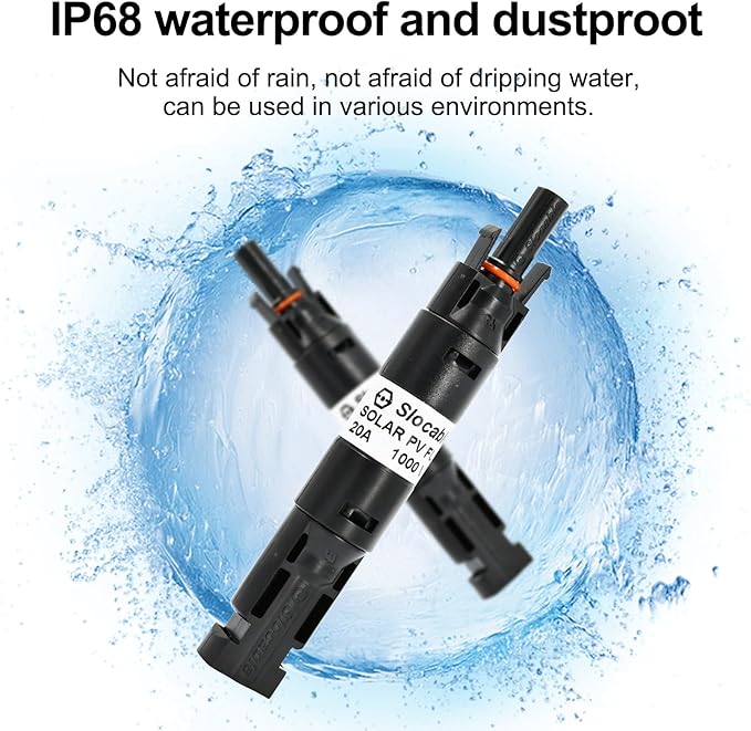 Fuse Holder Connector, 1000VDC IP68 Waterproof 10A in-line Fuse, for Solar Photovoltaic System, with 10X38mm Fuse (10A)