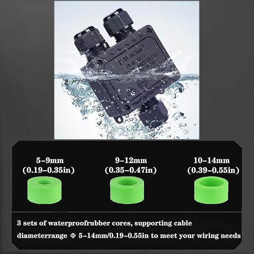 Waterproof Junction Box Outdoor, ip68 3 Way Waterproof Box, M25 Small Box, Suitable for Indoor and Outdoor Lighting