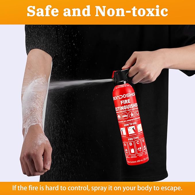Portable Fire Extinguisher for Home - Mondoshop 1-Pack Water-Based Small Fire Extinguisher with Mount for A, B, C, K Fire, Suitable for Vehicle, Kitchen, Home, Car, Camping, Boat, Business