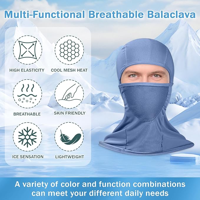 6 Packs Ski Mask Sun UV Protection Hood Breathable, Balaclava Face Mask for Men Women - Motorcycle Fish