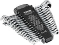 VEVOR Combination Wrench Set, 16-Piece Ratcheting Wrench Set with Organizer Rack, Cr-V Steel, Metric 8 mm to 24 mm, Ideal for General Household, Garage, Workshop, Auto Repairs, Emergency