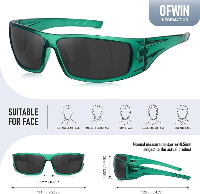 Polarized Sports Sunglasses for Men Women Unbreakable Frame Cycling Fishing Wrap Around Sunglasses UV400 Protection