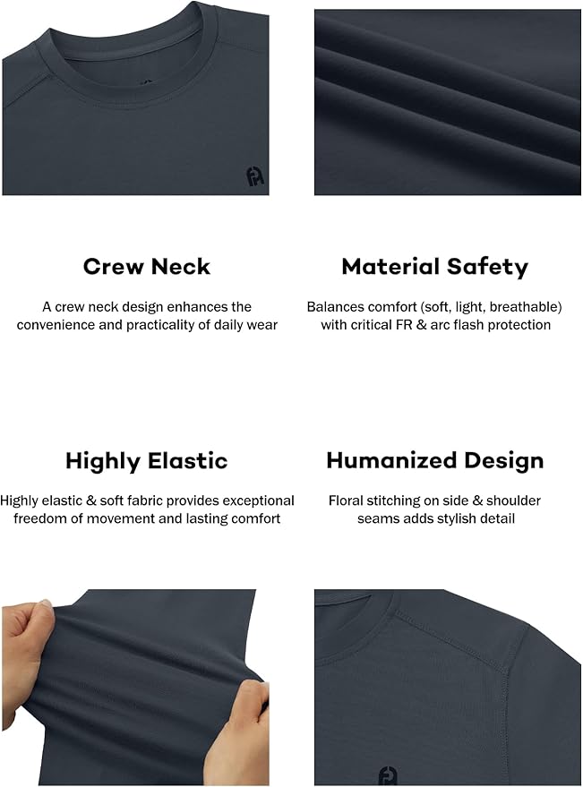 FR Shirts for Men 6oz Lightweight Stretch Work Shirt with Decorative Shoulder Stitch Design Flame Resistant Long Sleeve CAT2