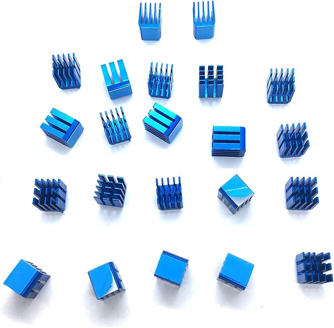 3D Printer Heatsink Kit + Thermal Conductive Adhesive Tape, Cooler Heat Sink Cooling TMC2130 TMC2100 A4988 DRV8825 TMC2208 Stepper Motor Driver Module (22pcs)