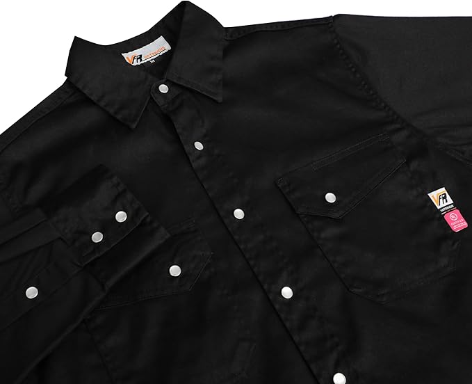 VATRENUS FR Shirts for Men 6.5oz Button Down Flame Resistant 100% Cotton Men's Pre-Washed Fire Retardant Work Shirt