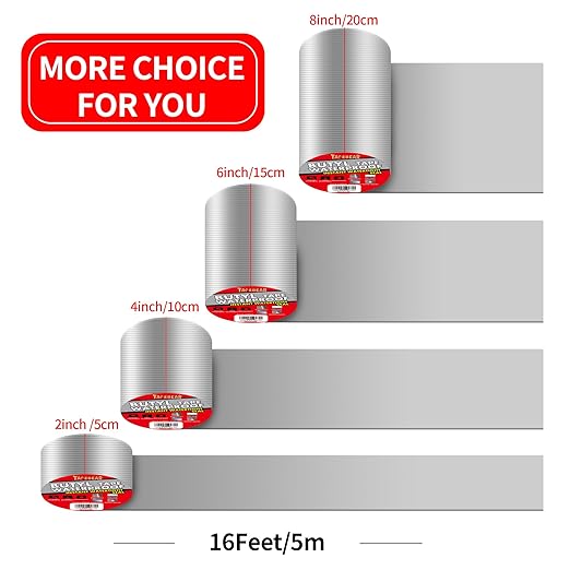 TAPEBEAR 12 Rolls Butyl Tape Waterproof Sealing Tape 8inch x16feet, Upgraded Aluminum Foil Tape Heavy Duty for RV Repair, Awning, Window, Glass & EDPM Roof Leak Patching, Boat and Pipe Sealing, Silver