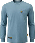 WORKWEYA Men's FR Shirts 6.5oz Lightweight Long Sleeve Flame Resistant T-Shirt NFPA 2112/CAT2