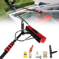 Water Fed Pole Brush Kit Water Fed Cleaning Brush with Squeegee,Solar Panel Window Cleaner Cleaning Brush Telescopic Window Cleaner Solar Panel Cleaning System Washing Kit(12FT/3.6M)
