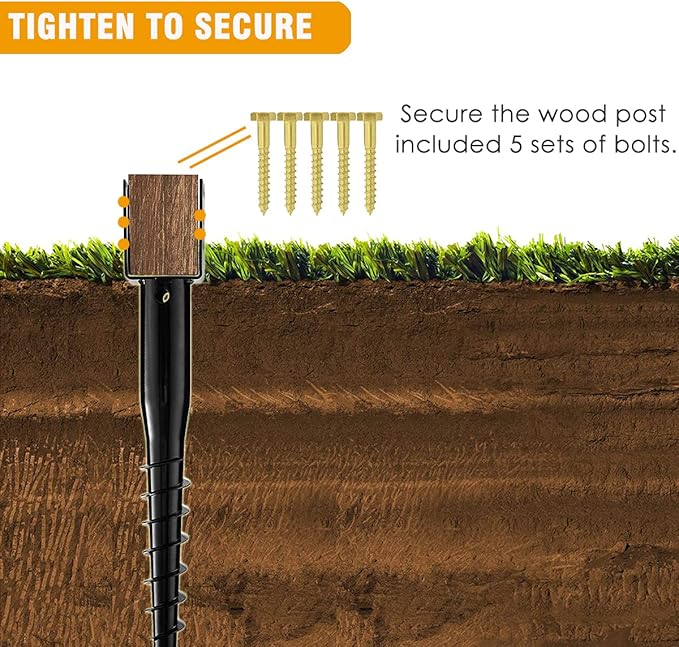 Premium No Dig Ground Anchor Black U-Model Screw in Post Stake 27" Long Anchor Fits Full Sized 4"x4" Posts, Great for Mailbox Posts and Fence Posts, 4-Pack