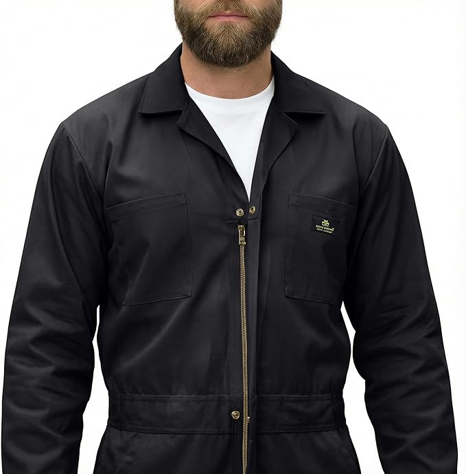 Natural Uniforms Mens Long Sleeve Zip Up Twill Coverall, Stain and Wrinkle Resistant