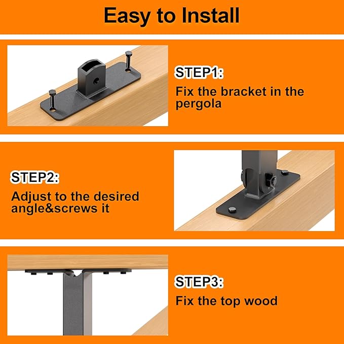 Heavy Duty Roof Riser Brackets Kit, TROPTOLKY Adjustable Angle Pergola Brackets, Black Metal Roof Riser Beam Bracket for Roof Pergola Gazebo Patio Cover (3 Pack)