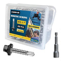 300Pcs #10 x 1 Inch Metal Roofing Screws, Black Hex Head Drill Point Sheet Metal Roof Screw with Rubber Washer, EPDM Washer, with Hex Drive Bit.
