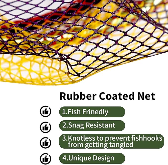 SAN LIKE Fishing Net Fish Landing Net Collapsible Fish Net with Anti-Slip Telescoping Rubber Pole Handle for Kids Adults in Saltwater Freshwater Multi-Size Extending to 37/42/43/51/69/71/89/98inch