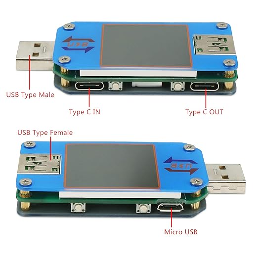 DROK USB Power Meter, DC 4-24V 5A LCD USB A&C Voltage Current Display USB Tester Multimeter, Test Speed of Charger Cables, Capacity of Power Bank, QC 2.0 3.0