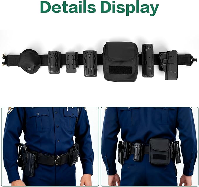 Duty Belt,2'' Police Security Nylon Duty Belts with Hook Lining Outer Inner Belts with 4 Belt Keeper