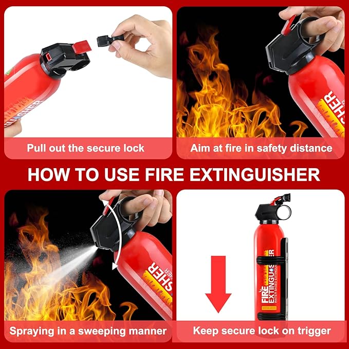 2 Pack Fire Extinguisher for Home with Mount - Upgraded 8-in-1 Portable Fire Extinguisher for Car Vehicle Boat House Kitchen, Water-Based Fire Extinguisher for A, B, C, K Fires