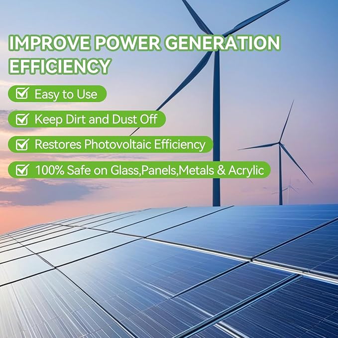 Solar Panel Cleaner, Ultra Concentrated Solar Panel Cleaning Solution | Multipurpose PV Panel Cleaning - Pro Quick Dry Streak-Free, Remove Dirt,Dust,Droppings,Oils & Water Spots (1 gallon)