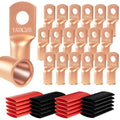 20pcs 1/0 Awg - 3/8" Sanuke Wire Lugs Ring Terminal Connectors Ends Heavy Duty for Battery Cable Lug Wire Electrical Eyelets with 3:1 Dual Wall Adhesive Heat Shrink