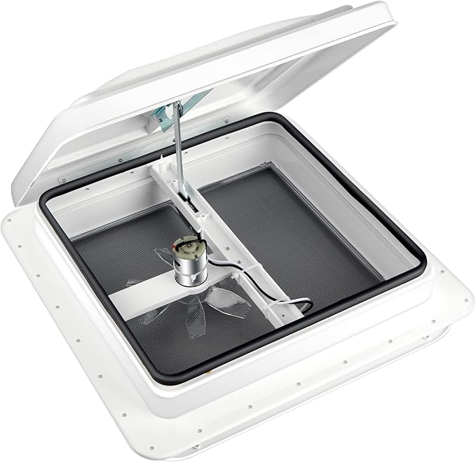 RV Roof Vent With 12V Fan Reversible 14" x 14"