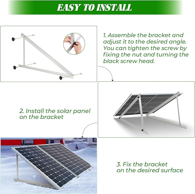 45in Solar Panel Mount Brackets, 1 Set 0 -90° Adjustable Solar Panel Tilt Mount Brackets, Solar Panel Stand Support 100-400W Solar Panels, Load Capacity 260lbs Solar Panel Mounting Brackets