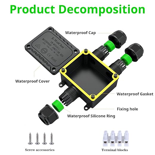 Waterproof Junction Box Outdoor, ip68 3 Way Waterproof Box, M25 Small Box, Suitable for Indoor and Outdoor Lighting