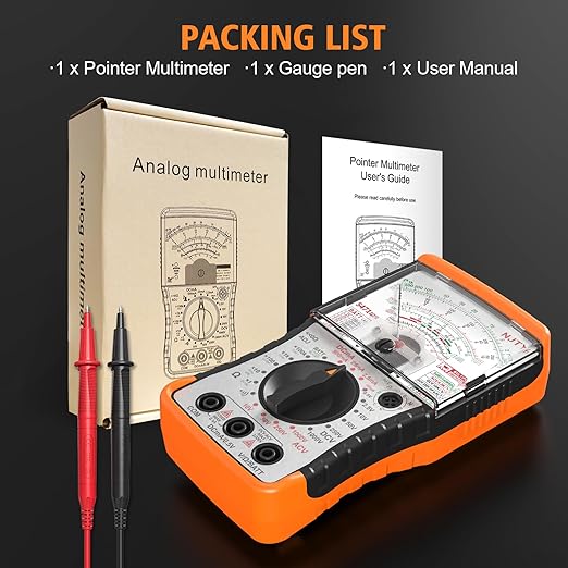 S471 Analog Pointer Multimeter, High Sensitivity Needle Meter for DC/AC Voltage Current Resistance Testing, Portable Battery and Load Tester with Built-in Fuses