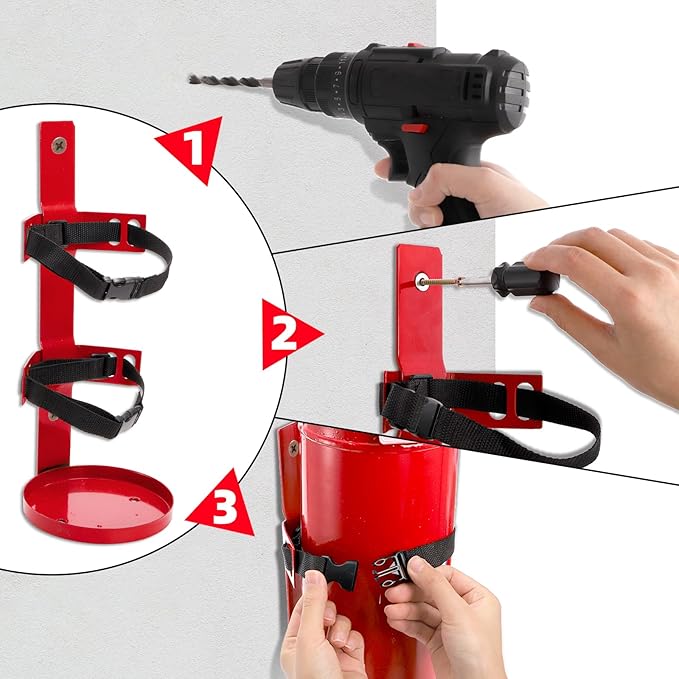 Bekith 2 Pack Fire Extinguisher Mount Wall Bracket, Heavy Duty Wall Hanging Bracket up to 5 lbs, Fire Extinguisher Holder for Home, Office, School, Laboratory