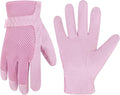 HANDLANDY Work Gloves for Women, Breathable Leather Gardening Glove for Yard Maintenance, Hand Protection with Touch Screen