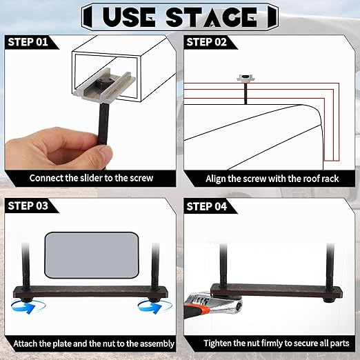Zonon 28 Pcs Rooftop Tent Mounting Hardware Set Including 4 5.3" x 1" Flat Mending Plates 8 Screws 8 Nuts and 8 Aluminum Blocks