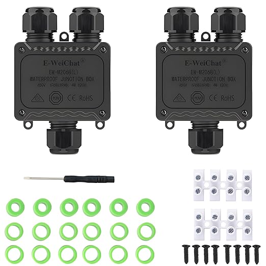 Waterproof Junction Box IP68, 3 Way M25 Plastic Electrical Box, 2 PCS for Outdoor Underground Use, Landscape Garden Tunnel Lights