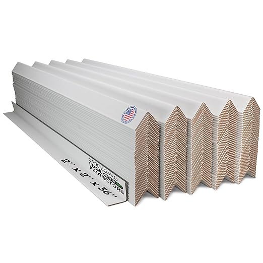 IDL Packaging 2” x 2” x 36” Cardboard Edge Protector (Pack of 200) - Corner Protectors for Shipping, Storage, & Moving – Reinforced Corner Guard Protection for Pallets, Wall Corners, & Furniture