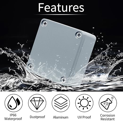 Outdoor Aluminum Enclosure Project Box Waterproof Electrical Box Gray 2.5"x2.3"x1.4"